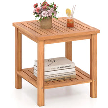 Load image into Gallery viewer, Tangkula 2 Tier Acacia Wood Square End Table with Slatted Tabletop &amp; Storage Shelf