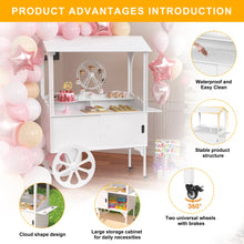 Load image into Gallery viewer, Candy Cart with Wheels for Party，wood Dessert Cart with Storage Cabinet