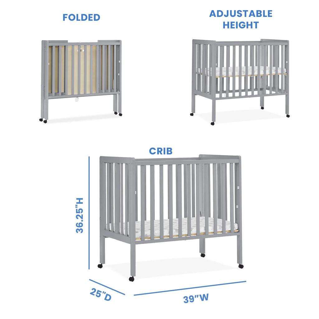 Delta Children Lee Portable Folding Mini Crib with 1.5 - Inch Mattress - Greenguard Gold Certified, Bianca White