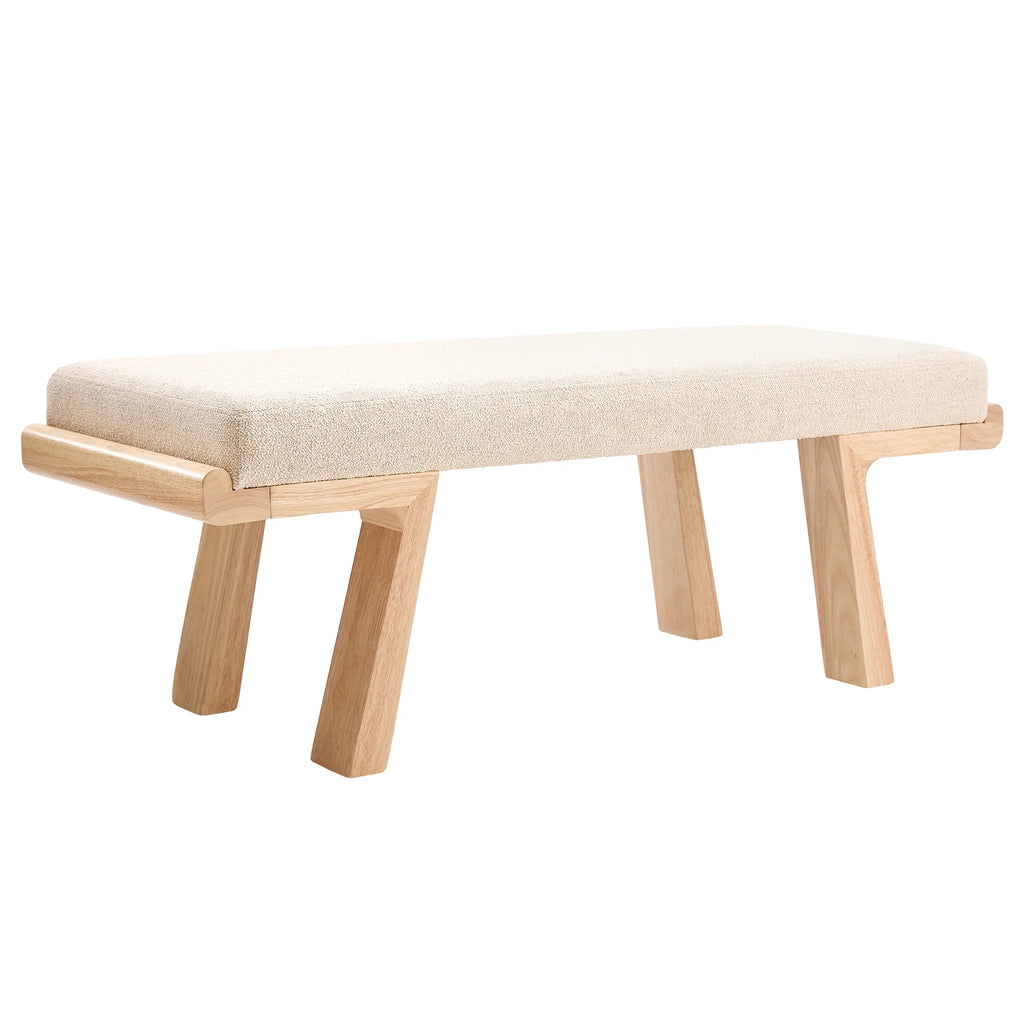 Zesthouse 47.4" Linen Upholstered Bench, Entryway Bench with Solid Wood Legs, Modern Ottoman Bench for Living Bedroom Room, Beige