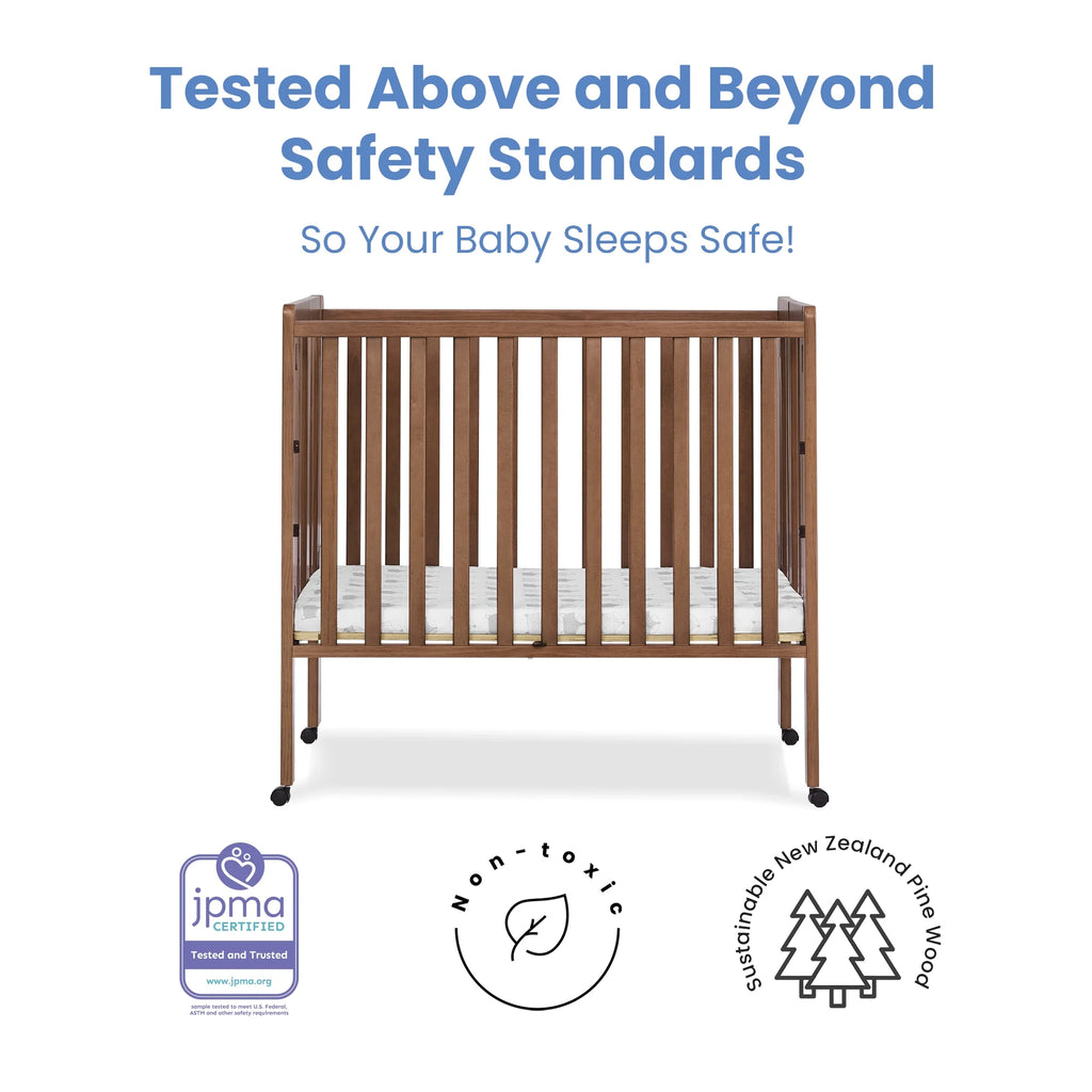 Delta Children Lee Portable Folding Mini Crib with 1.5 - Inch Mattress - Greenguard Gold Certified, Bianca White