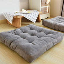 Load image into Gallery viewer, HIGOGOGO Floor Pillow, Square Tufted Seat Cushion Thicken Corduroy Meditation Pillow Floor Cushion for Yoga Living Room Balcony Office, Grey, 22X22