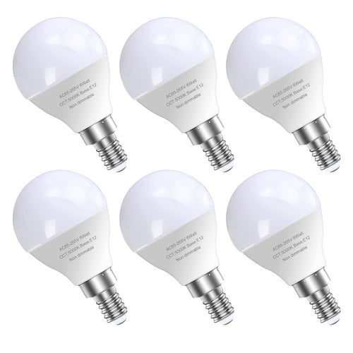 GOSCHE 6 Pack Bright Ceiling Fan Light Bulbs, 60 Watt Equivalent, Daylight 5000K, E12 LED Bulb, A15 Shape Candelabra Base Chandelier Light Bulb