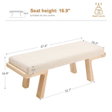 Load image into Gallery viewer, Zesthouse 47.4" Linen Upholstered Bench, Entryway Bench with Solid Wood Legs, Modern Ottoman Bench for Living Bedroom Room, Beige