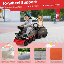 Load image into Gallery viewer, 6V 2-Seater Ride On Train with Detachable Carriage, Under-Seat Storage, Whistle &amp; Flashing LED Lights, Trackless Electric Ride On Toy for Kids